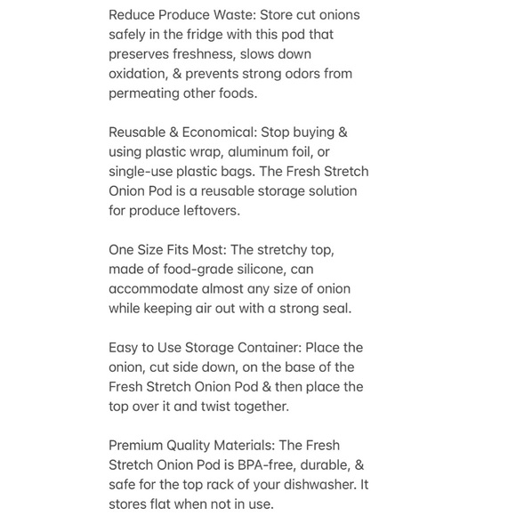 2/$20 NEW JOIE Fresh Stretch Pod Onion Storage Container Kitchen 1 Count - Picture 4 of 14